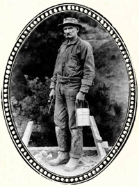 Cornish miner, or Cousin Jack, with miner's lunch pail