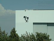 The Skunk Works logo as seen on one of Lockheed Martin&rsquo;s hangars.